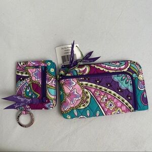 Vera Bradley Heather Paisley multicolor purple zip around wallet